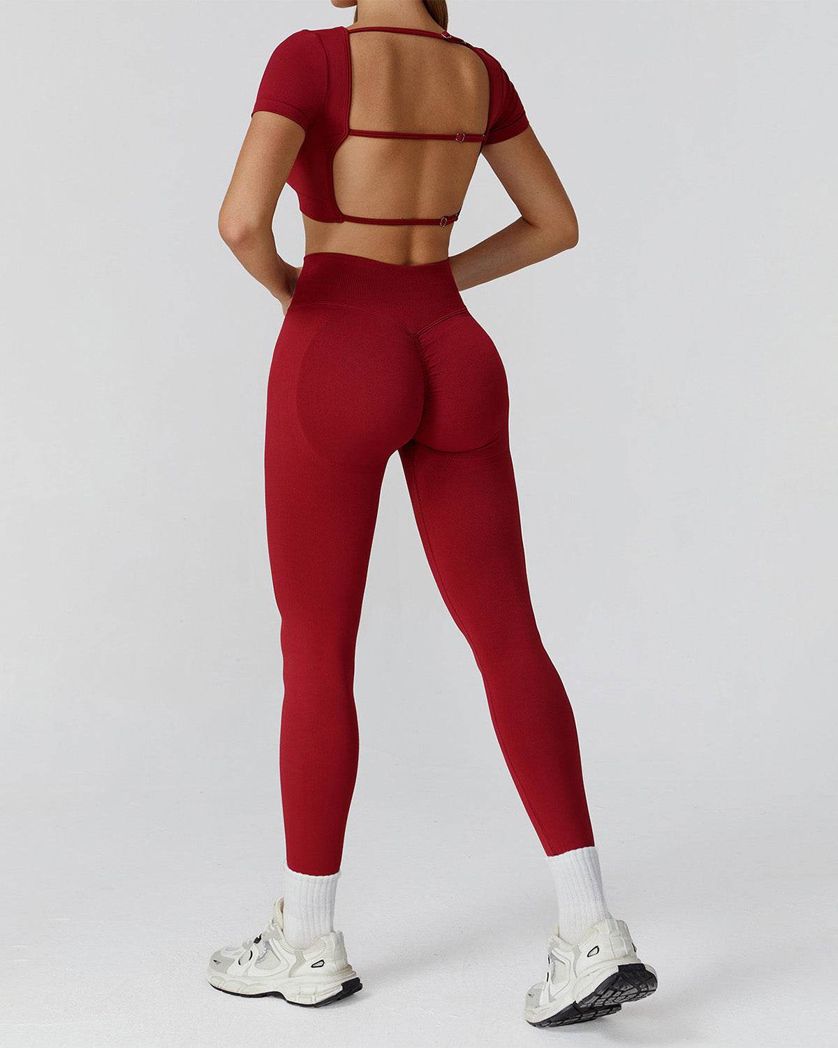 Athletic Wear with Short Sleeve Crop Top and Legging