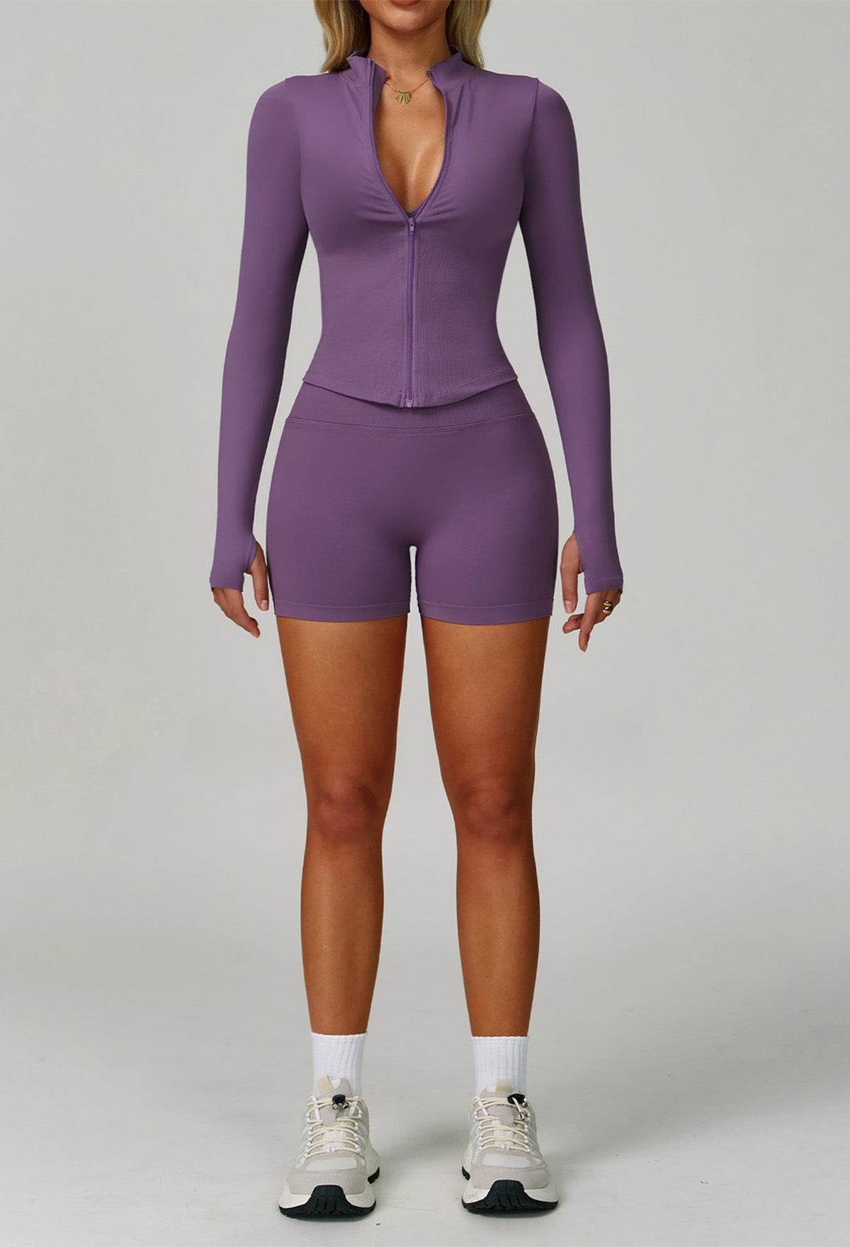 3 Pieces Activewear Set with Bra, Jacket and Short