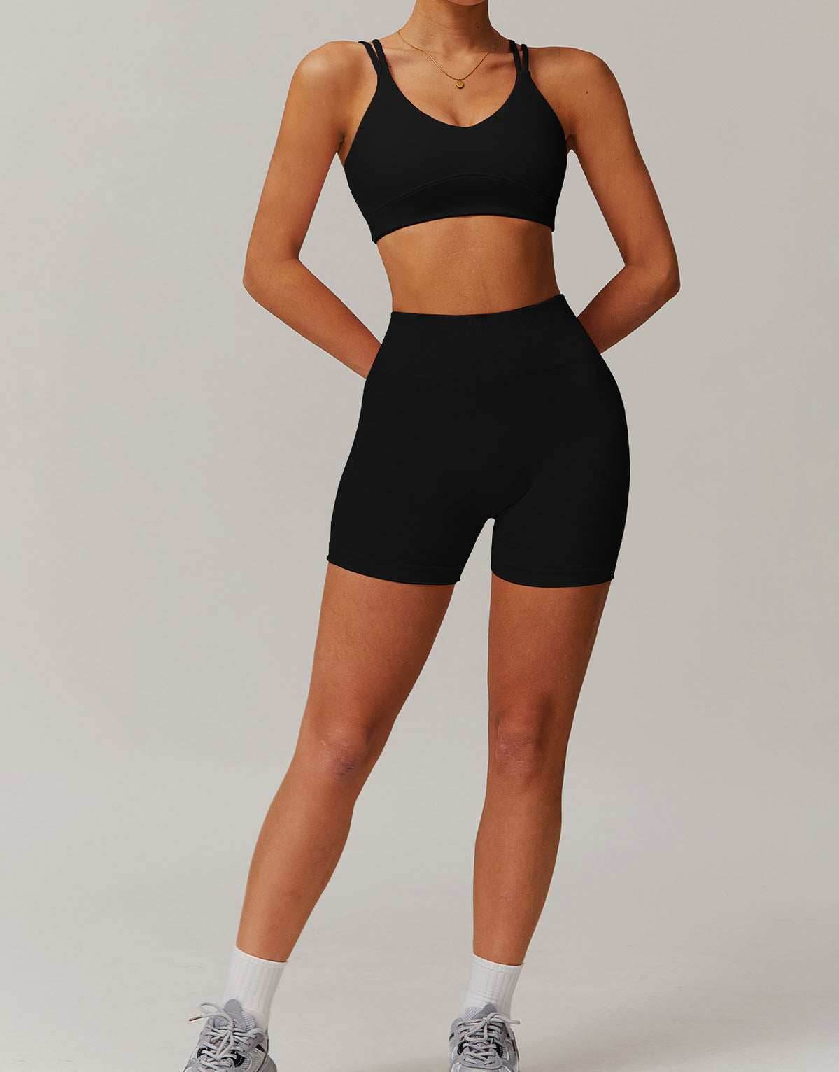 Activewear Set with Sports Bra and Shorts