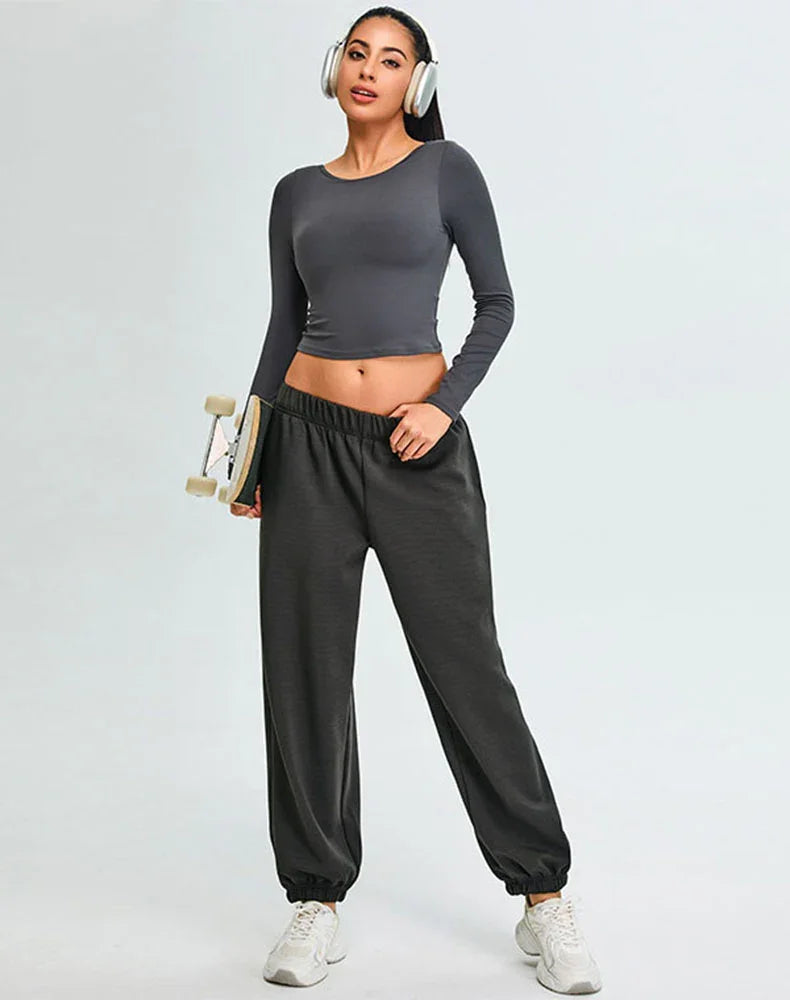 Activewear Set with U-Shaped Back Top and Sweatpant