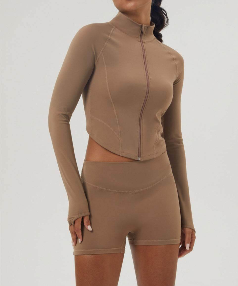 Long Sleeve Zip Up Cropped Sports Jacket