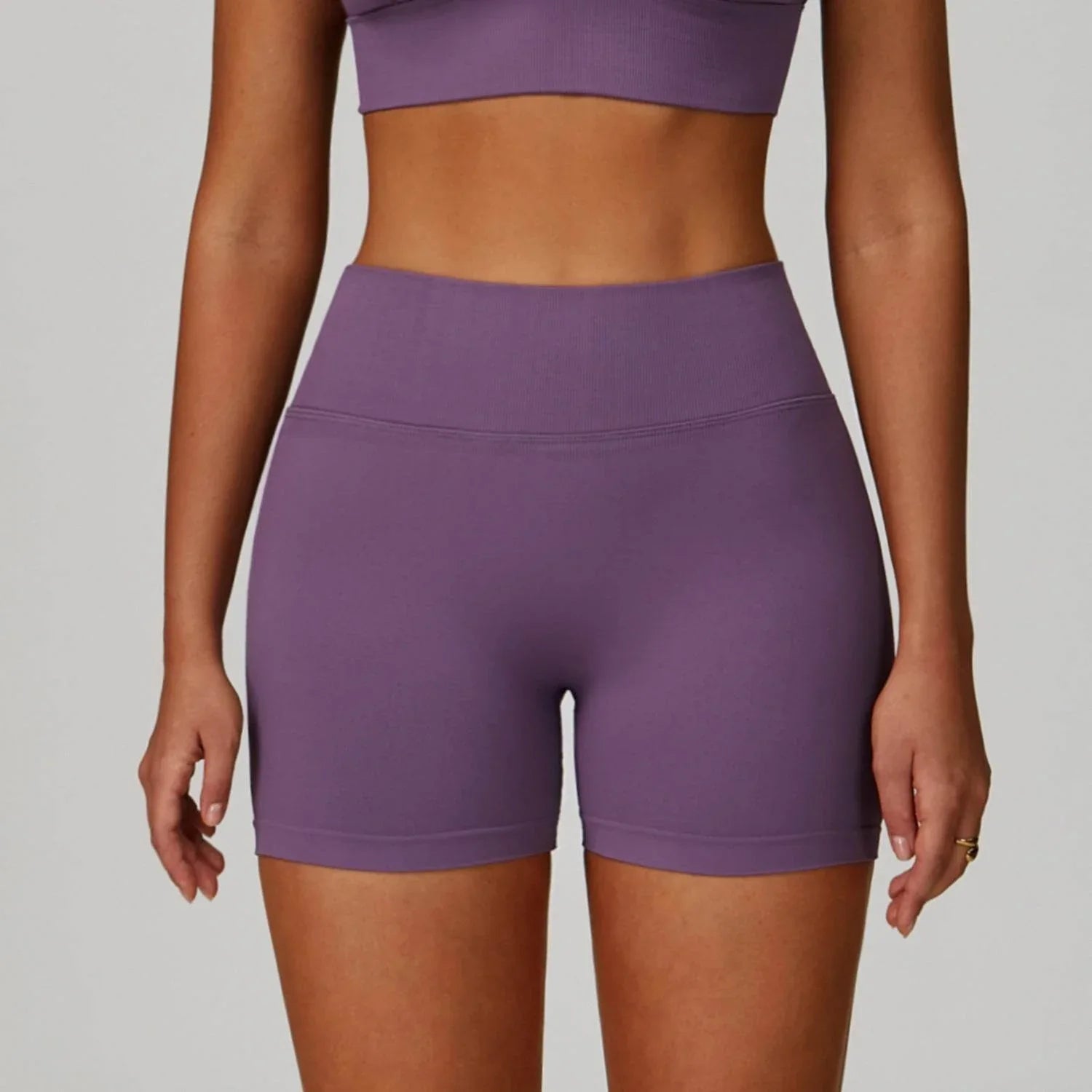 V Back High waist Biker Short - Purple