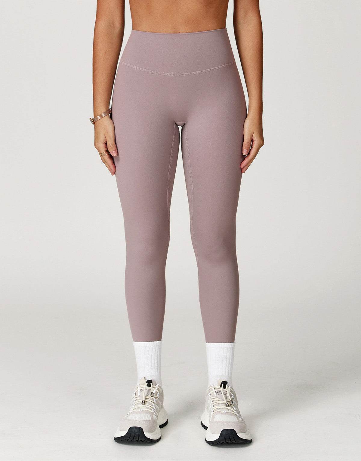 No Front Seam High Waist Sports Leggings - Taro Purple