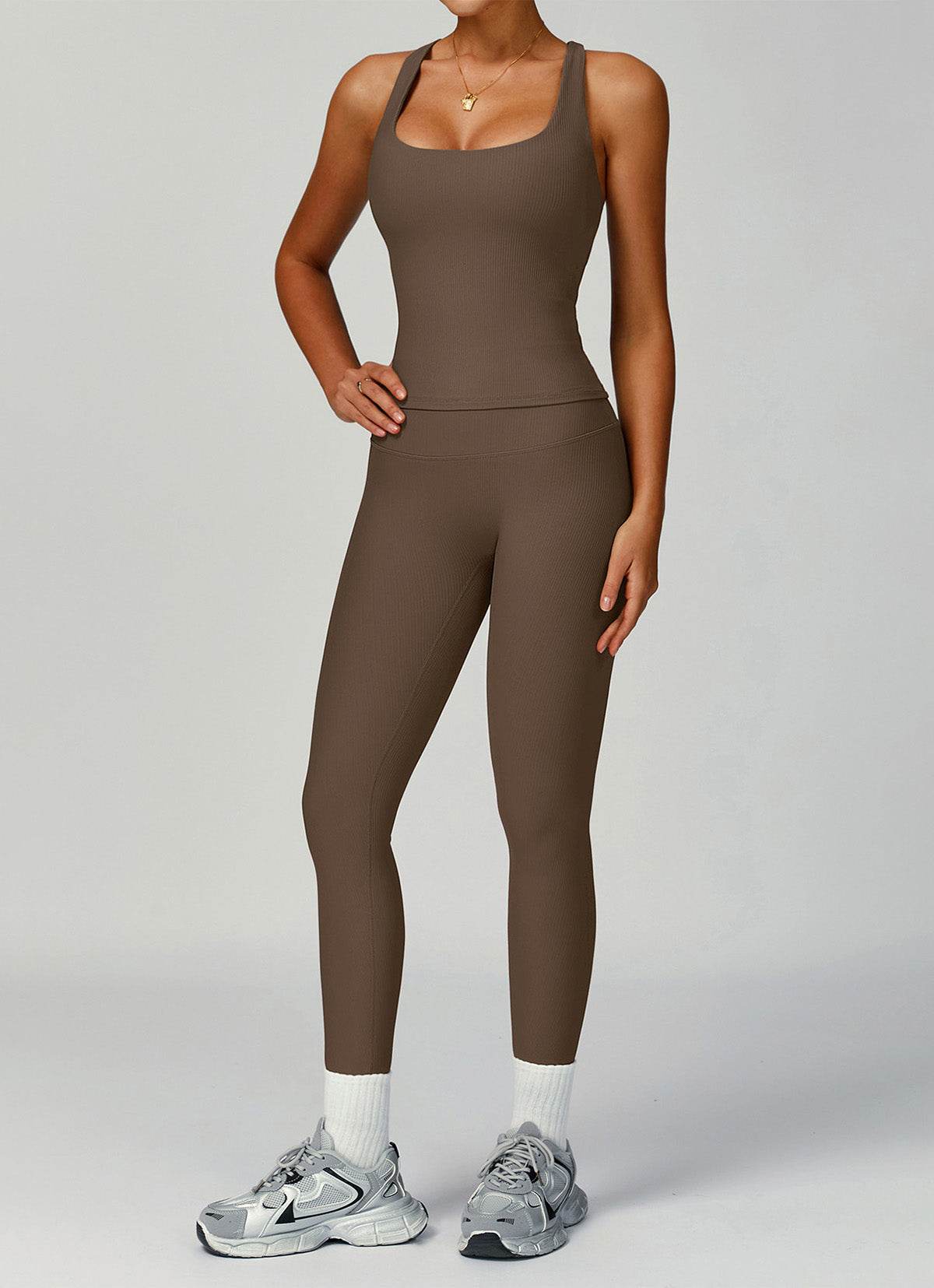 Ribbed Activewear Set with Sports Tank Top and Legging