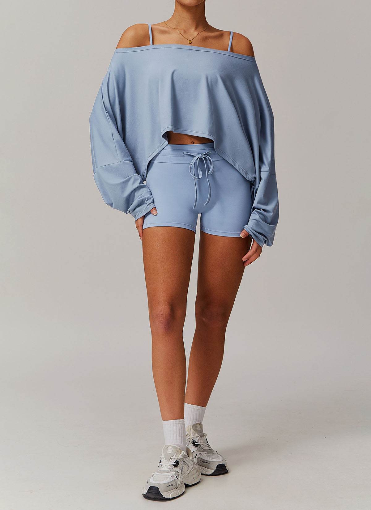 Sports Sets with Long Sleeve T-Shirts and Tight Shorts