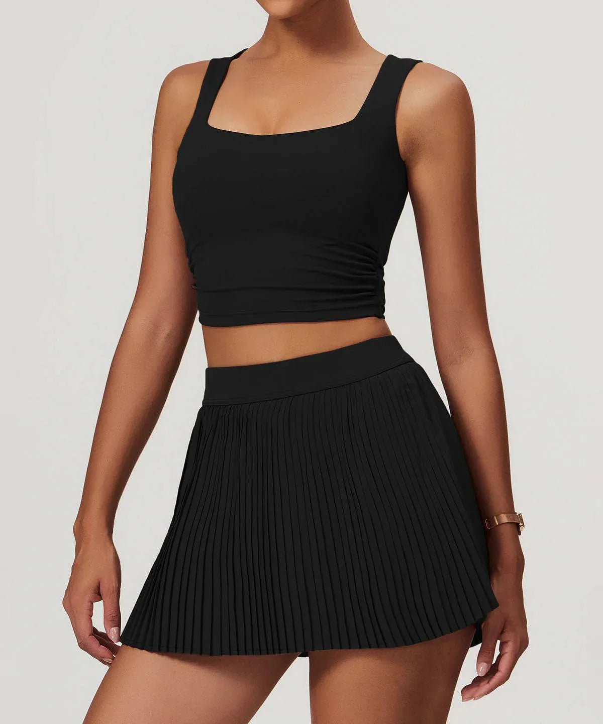 Low Square Neck Cropped Yoga Tank Top -