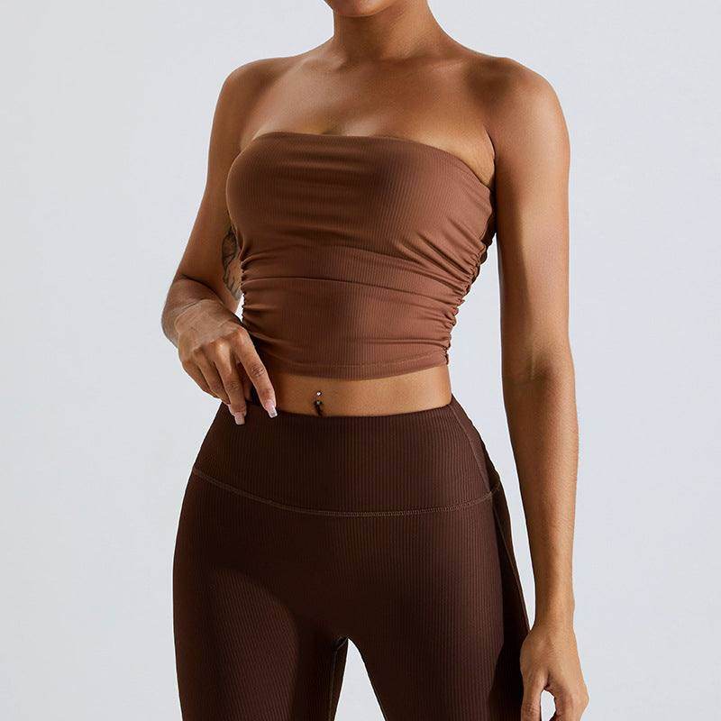 No Strap Bandeau Sports Bra - Dark Brown