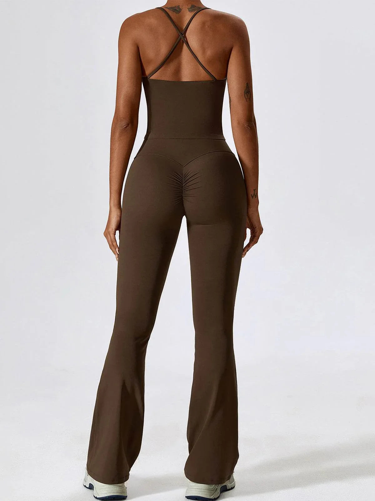 Sport Set with Crossover Strap Tank Top and Flared Pant -