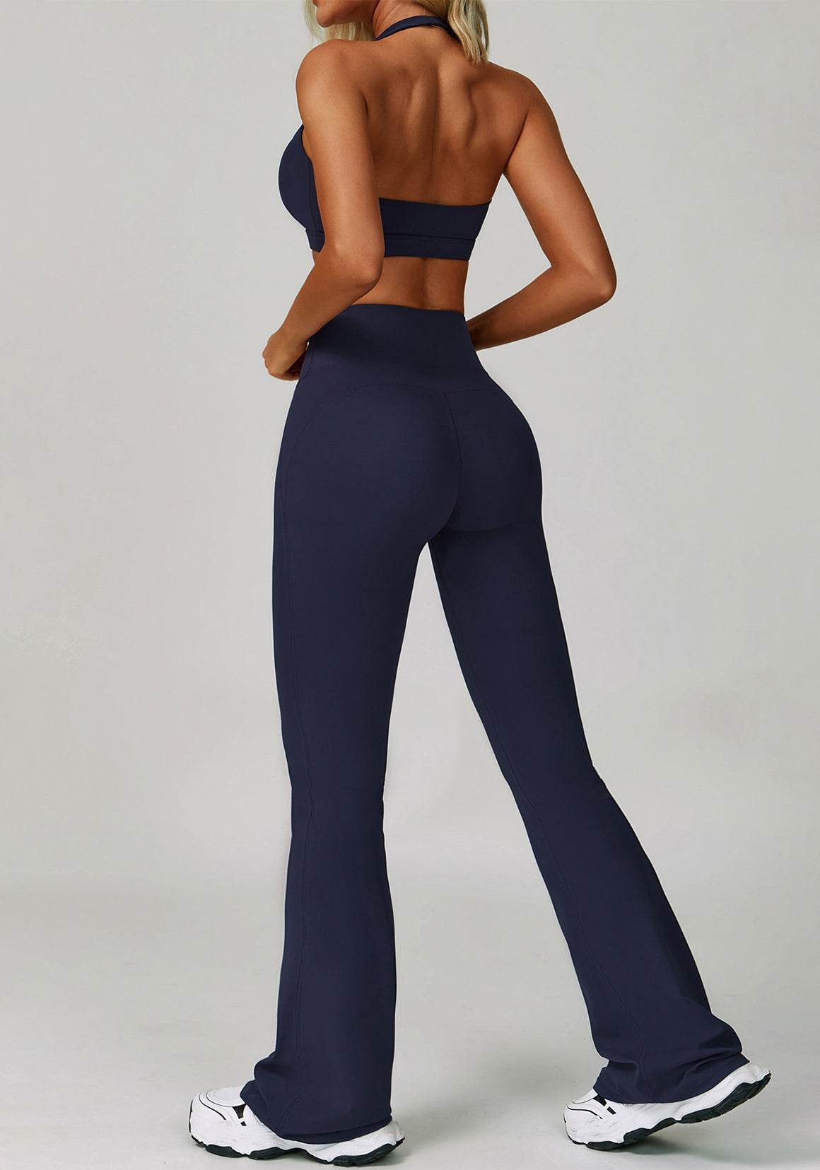 Activewear Set with Halter Sports Bra and Flared Pant