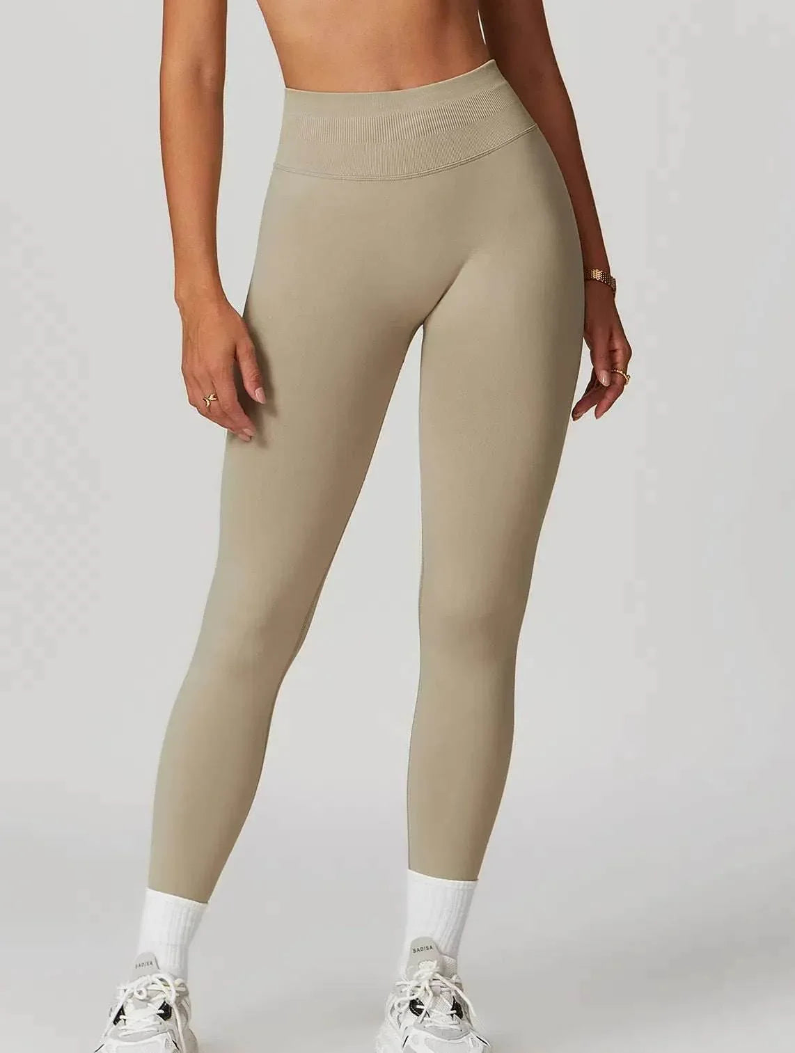 High Waist Athletic Leggings - Clay