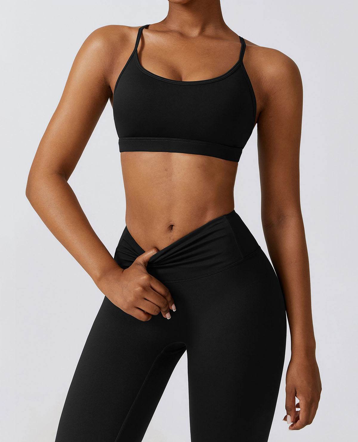 Strappy Criss-Cross Back Sports Bra with Removable Pads