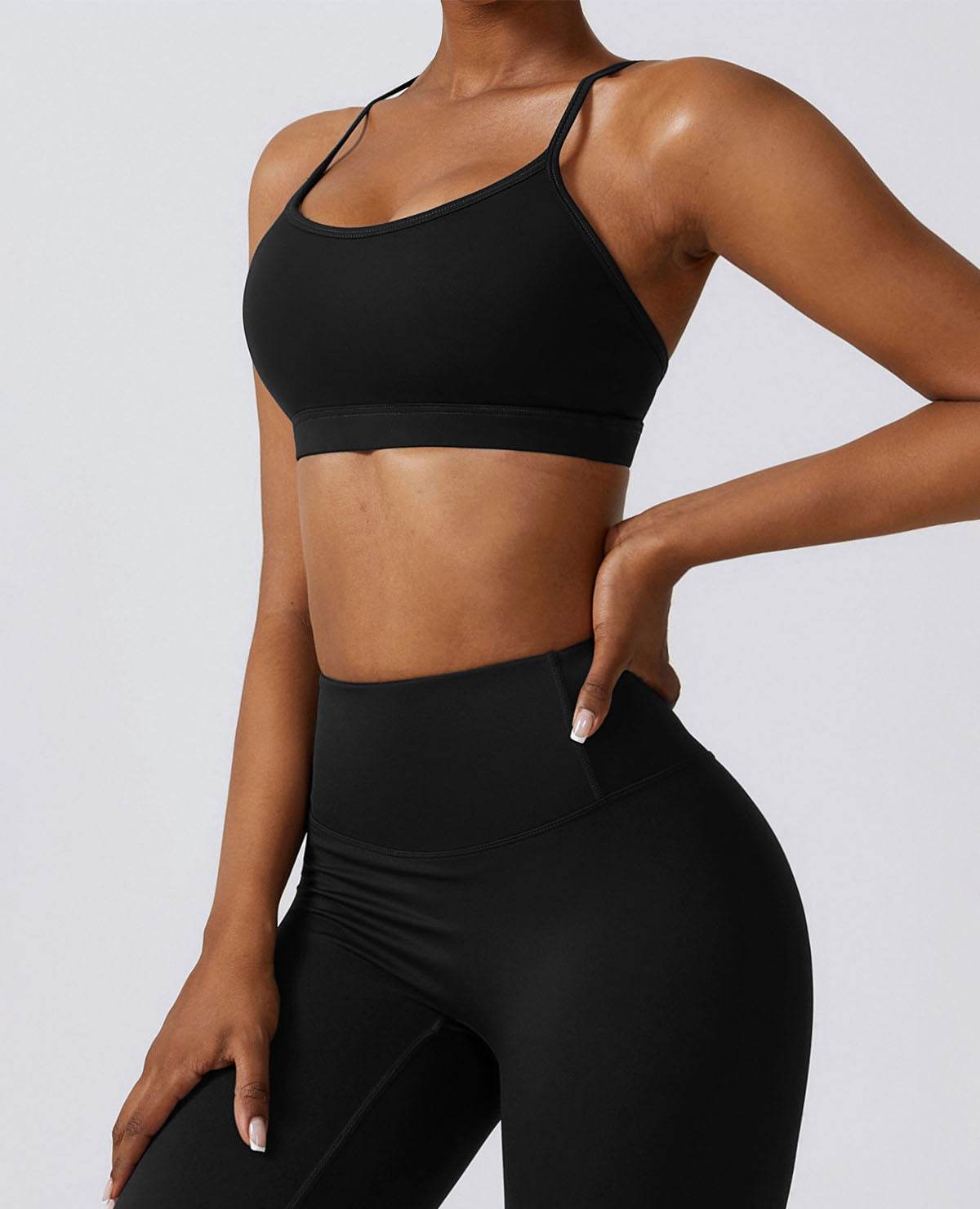 Strappy Criss-Cross Back Sports Bra with Removable Pads