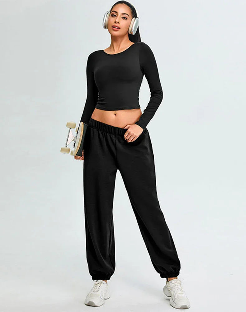 Activewear Set with U-Shaped Back Top and Sweatpant