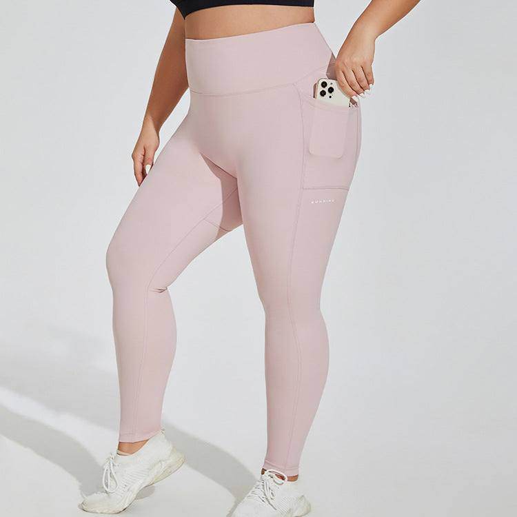 Plus Size Seamless Sports Leggings With Pocket