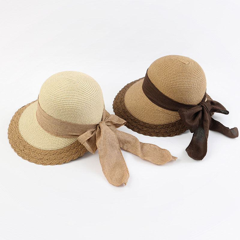 Summer Beach Straw Peach Shaped Hat with Bow
