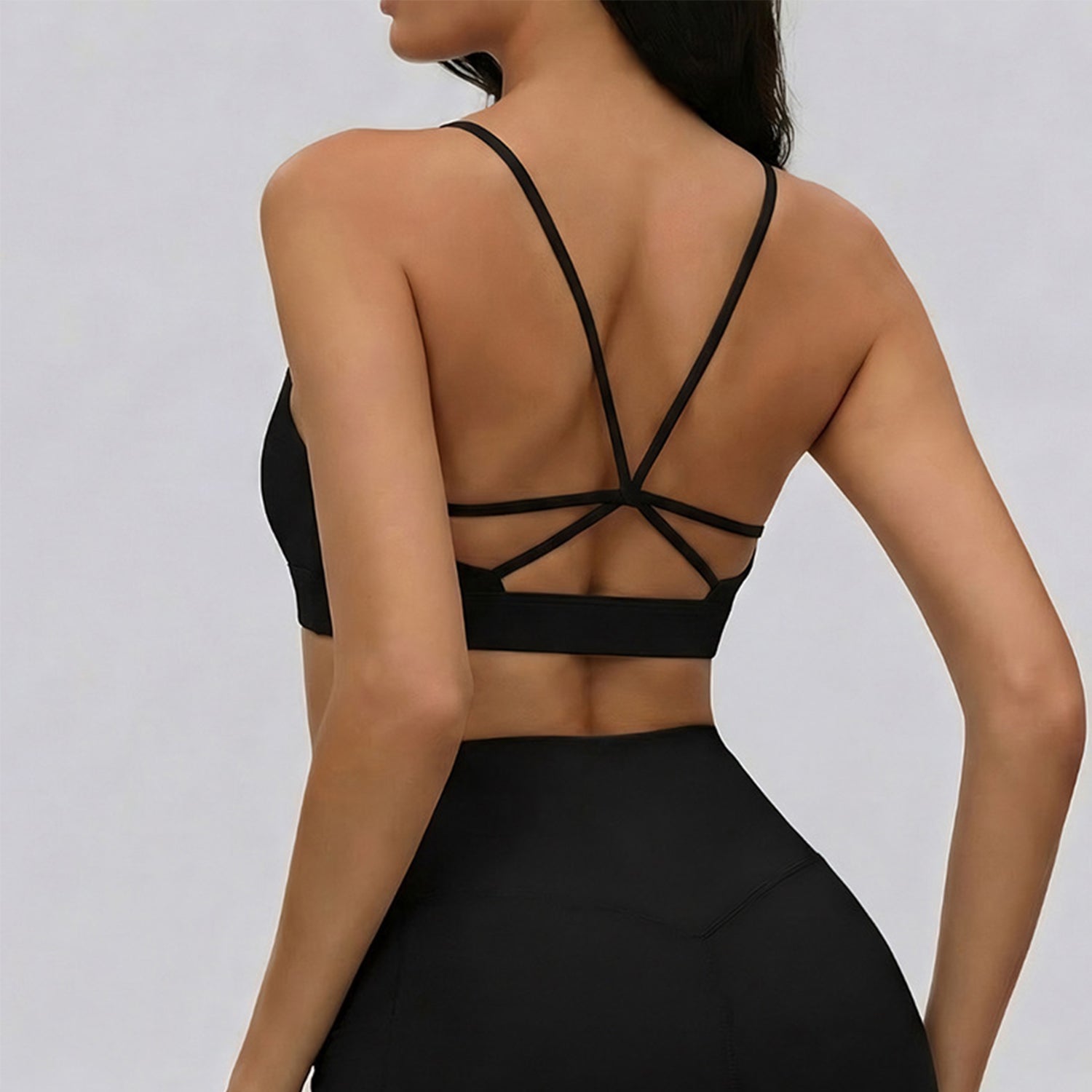 Strappy Crisscross Back Sports Bra with Removable Cups