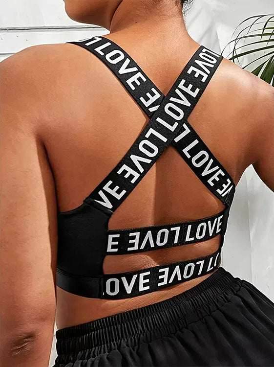 Plus Size X-Back Crop Sport Bras