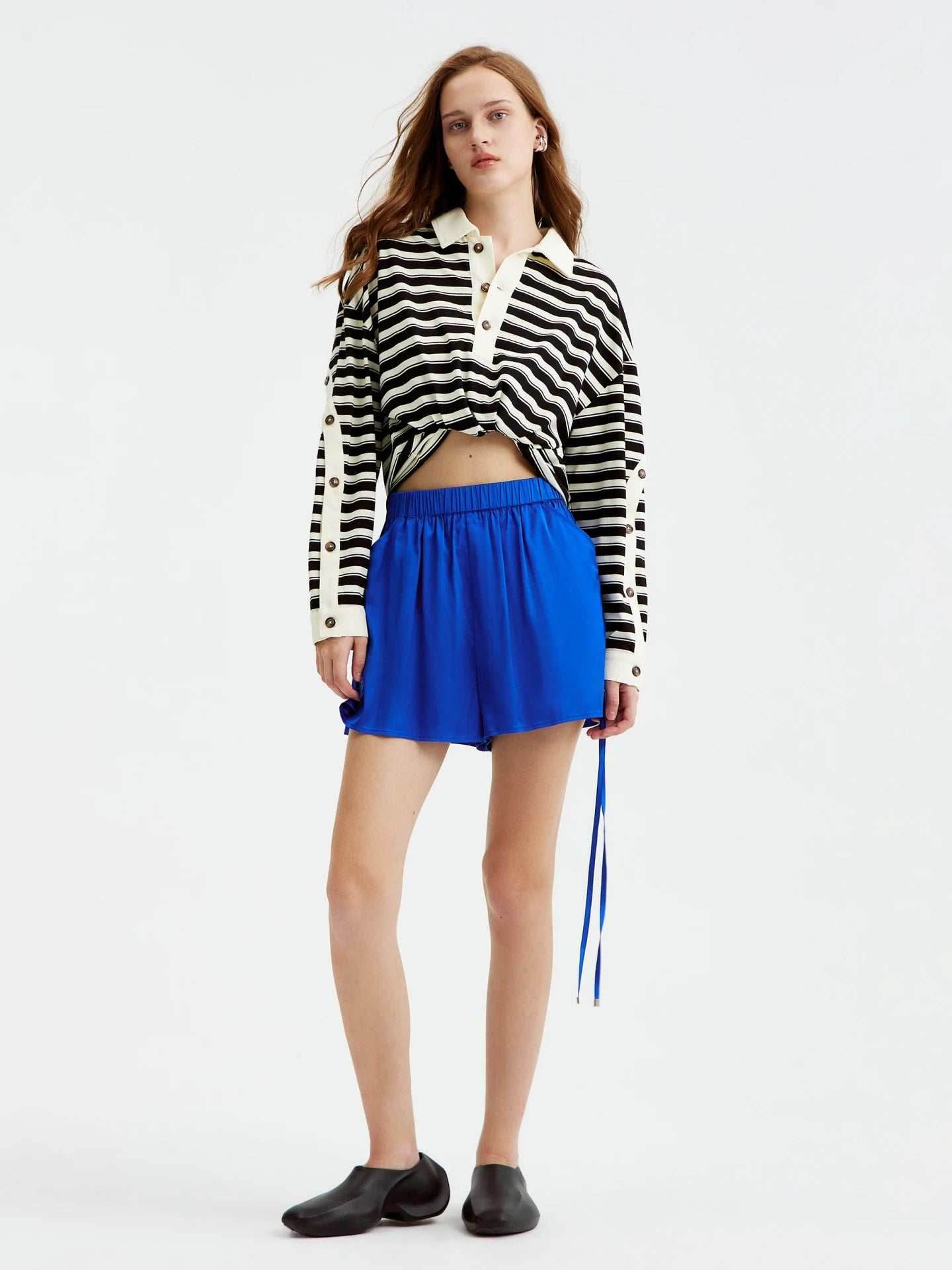 Striped Long Sleeve Casual Polo Shirt