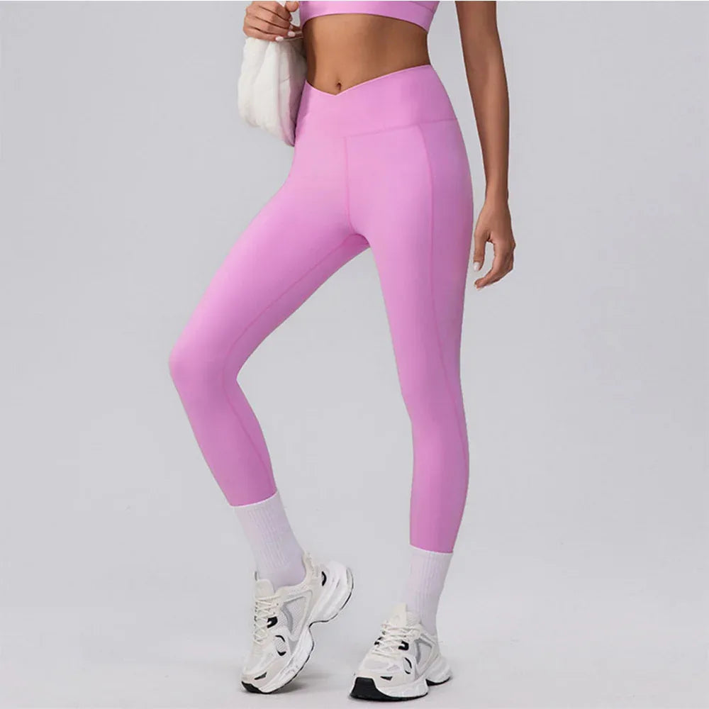 V Cross High Waist Butt Lifting Workout Leggings -