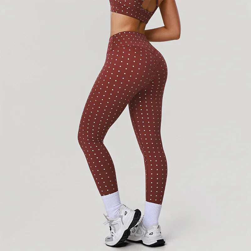 Silver Polka Dot Yoga Leggings High Waisted Workout Pants -