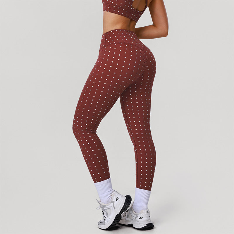 Silver Polka Dot Yoga Leggings High Waisted Workout Pants