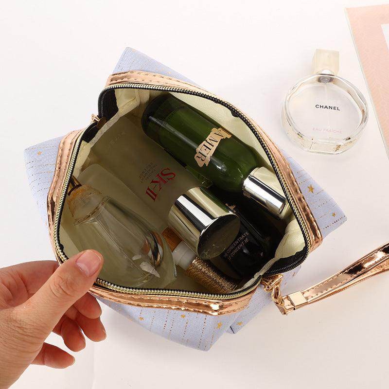Glitter Star Portable Cosmetic Traveling Bag With Wristlet