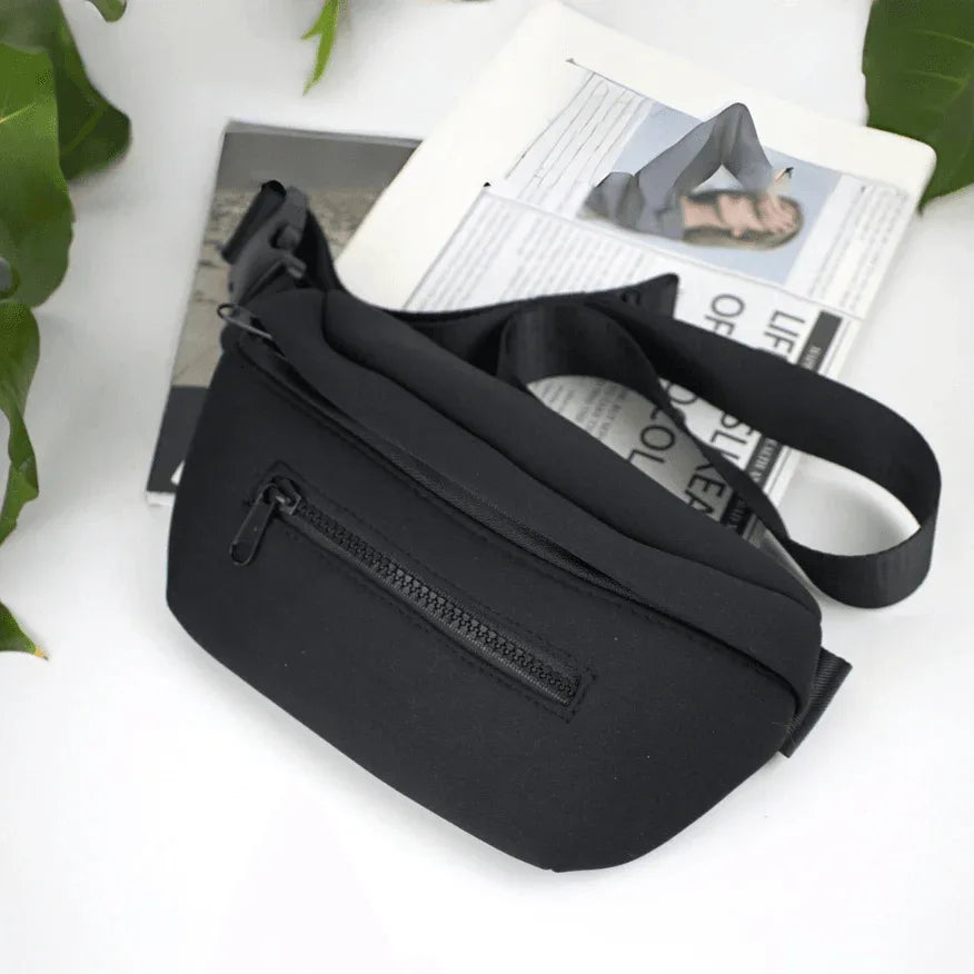 Neoprene Fanny Pack Waist Bag Crossbody Bag - Black
