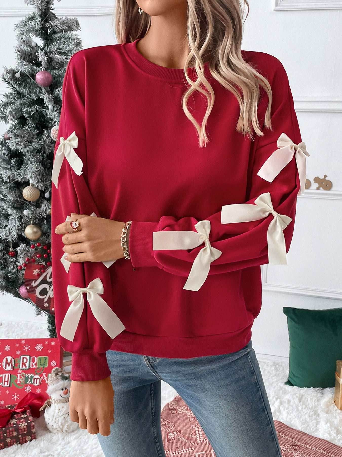 Red Bow Crew Sweatshirt