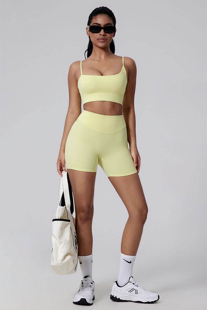 Square Neck Thin Strap Sports Bra