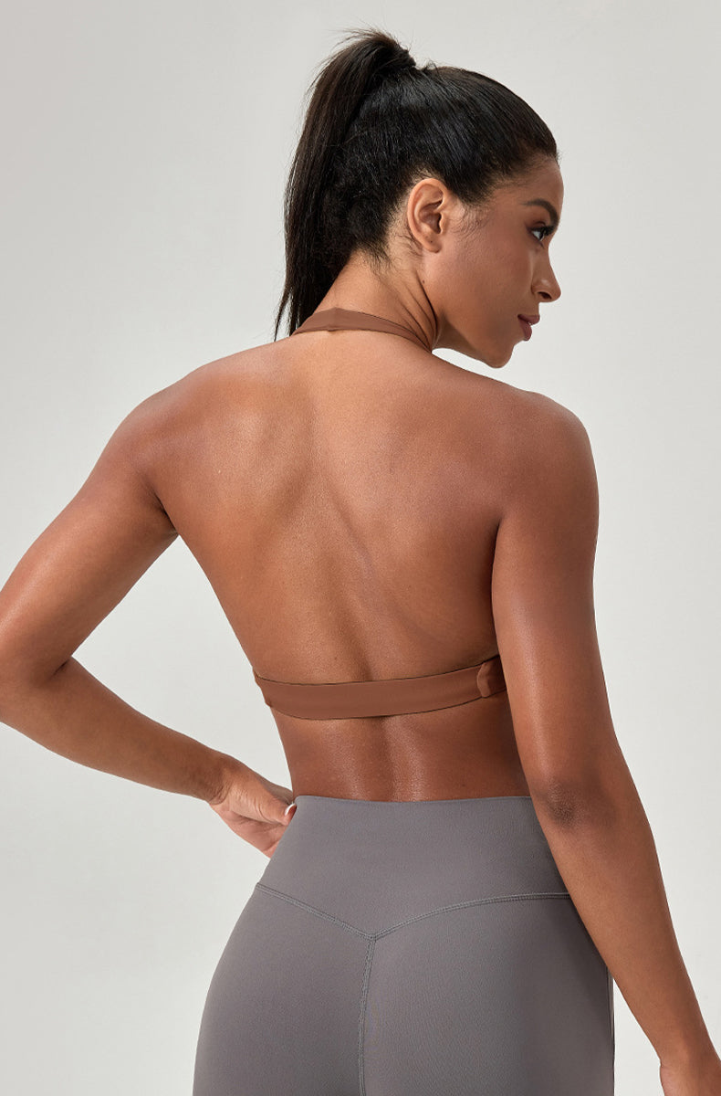 Twist Front Halter Straps Sports Bra
