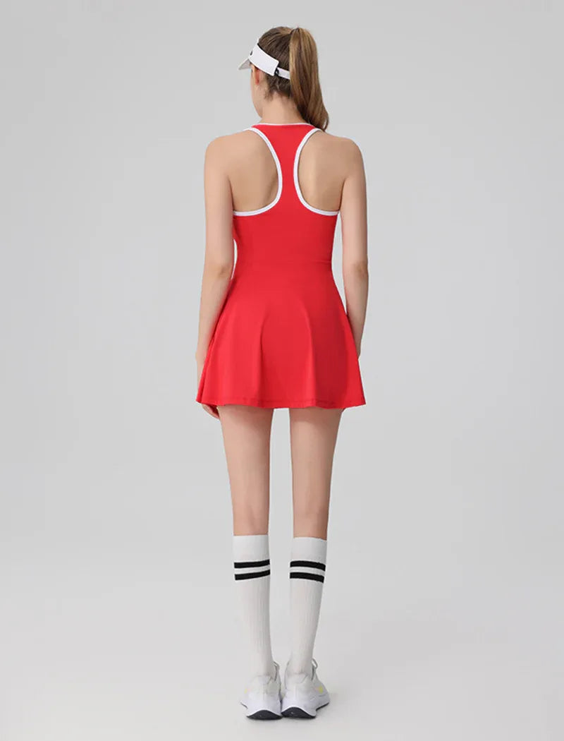 Racerback Tennis Dress with Short Contrast Colors Golf Dress -