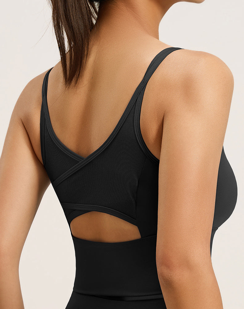 Mesh Sports Bra Yoga Strappy Crop Tank Tops