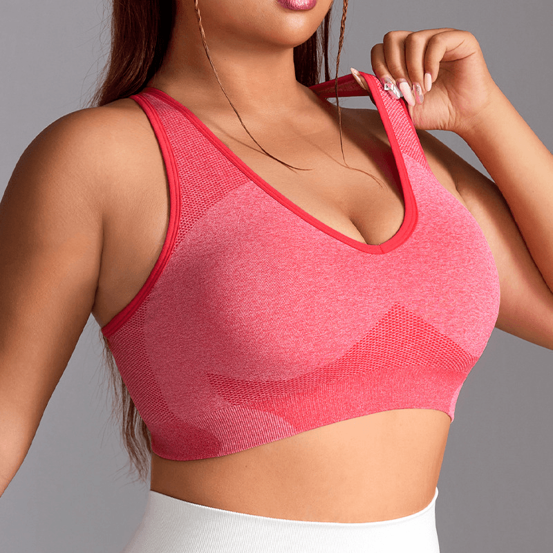 Plus Size U Neck Sports Bra with Adjustable Cross Straps