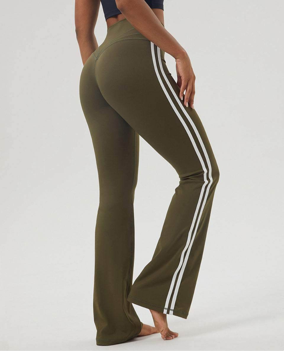 Side Stripe High Waist Fitness Flare Pants