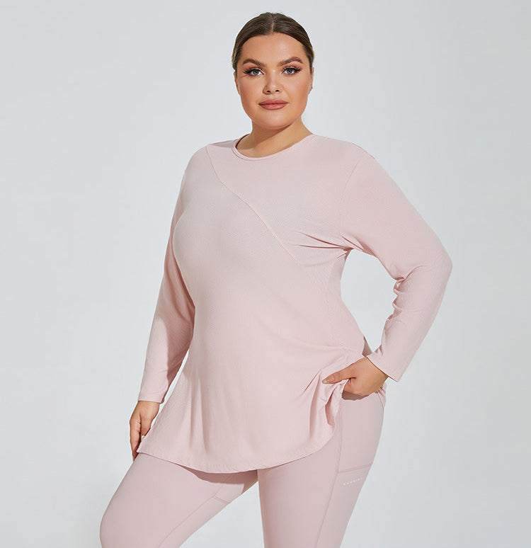 Plus Size Yoga Long Sleeve Hooded T-Shirt
