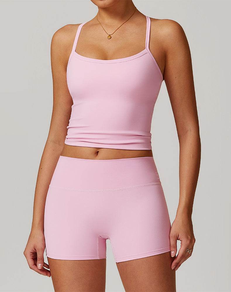 Athletic Wear with Criss Cross Back Tank Top and Short