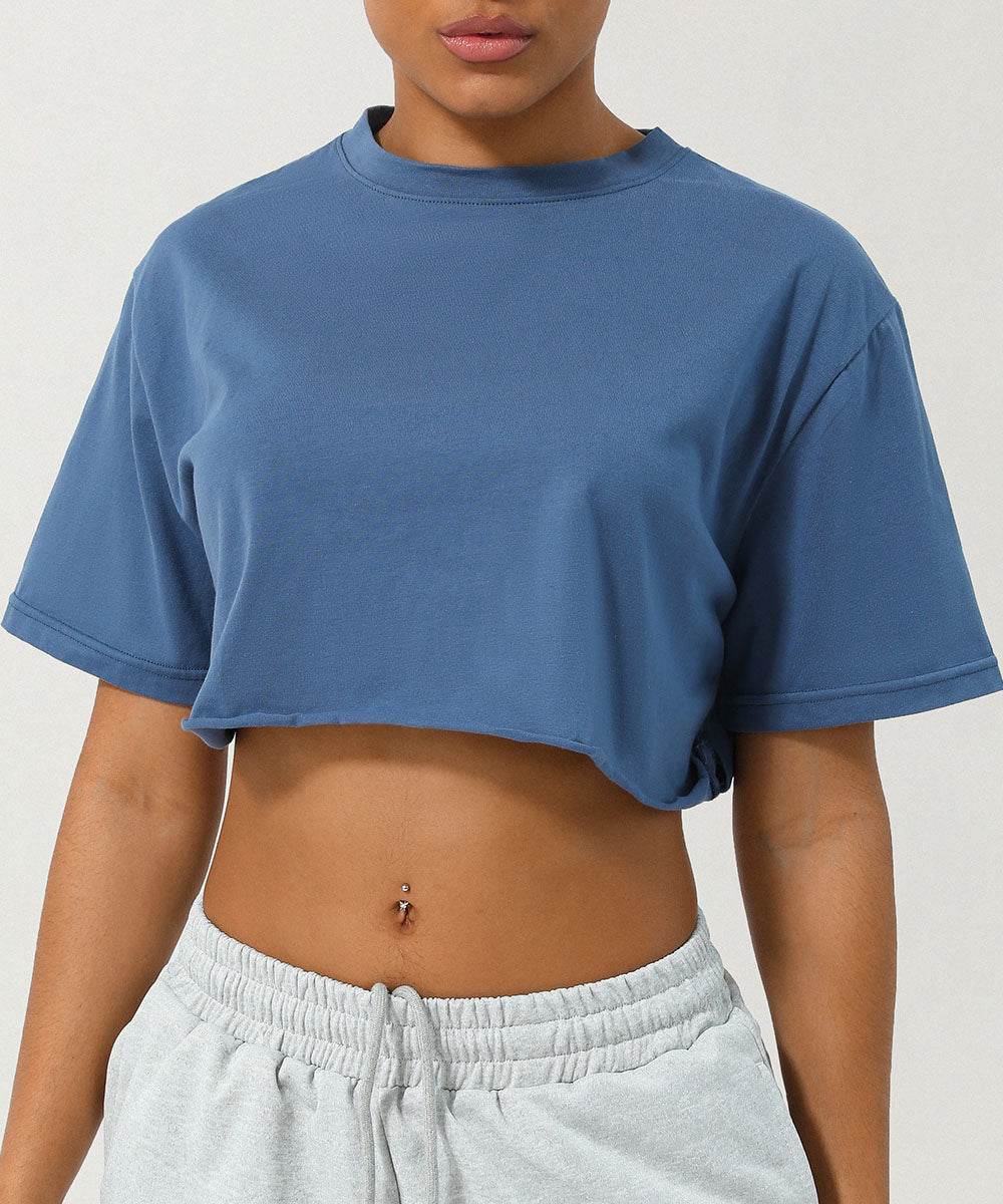 Workout Crop Tops Short Sleeve Yoga Shirts
