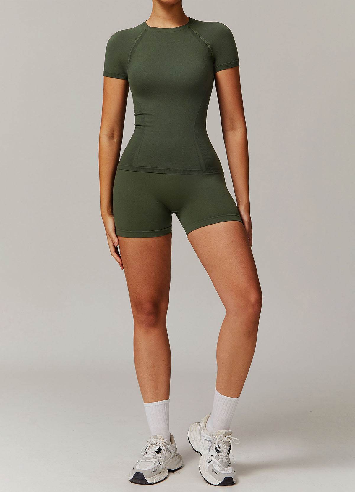 Yoga Wear Set with Short Sleeve T-Shirt and Short