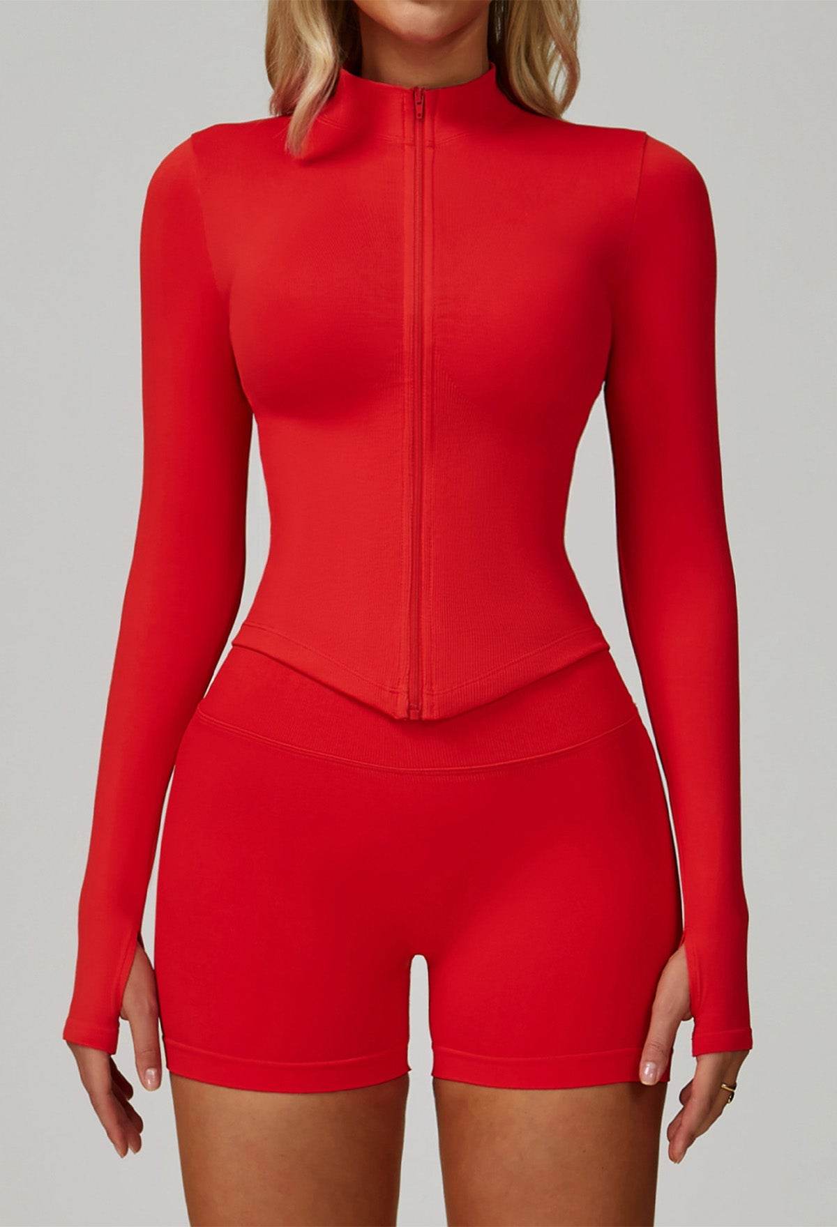 Activewear Set with Full Zip Jacket and Short