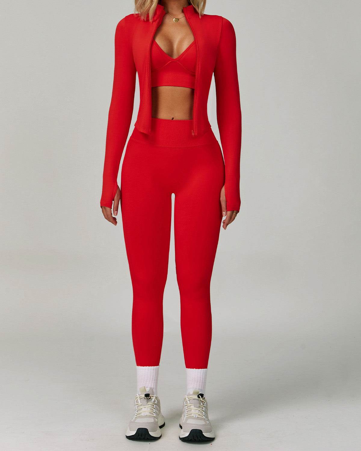 3 Pieces Activewear Set with Bra, Jacket and Legging