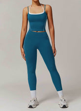 Activewear Set with Double Crossed Tank Top and Legging