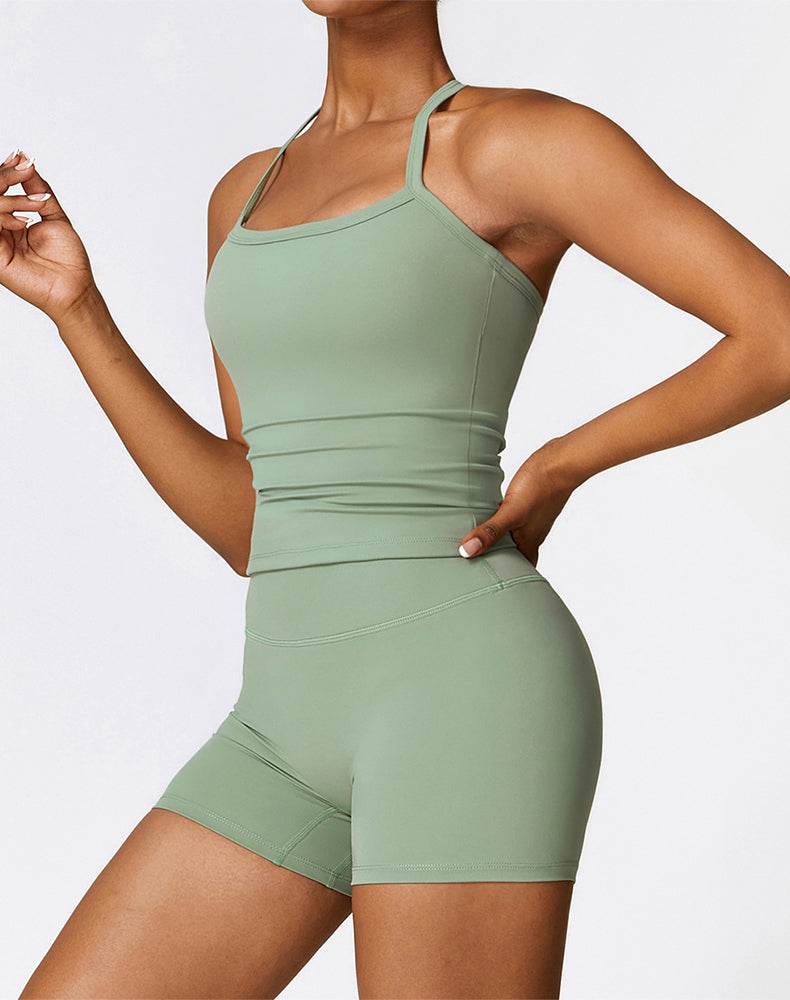 Athletic Wear with Criss Cross Back Tank Top and Short