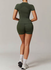 Yoga Wear Set with Short Sleeve T-Shirt and Short