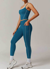Activewear Set with Double Crossed Tank Top and Legging