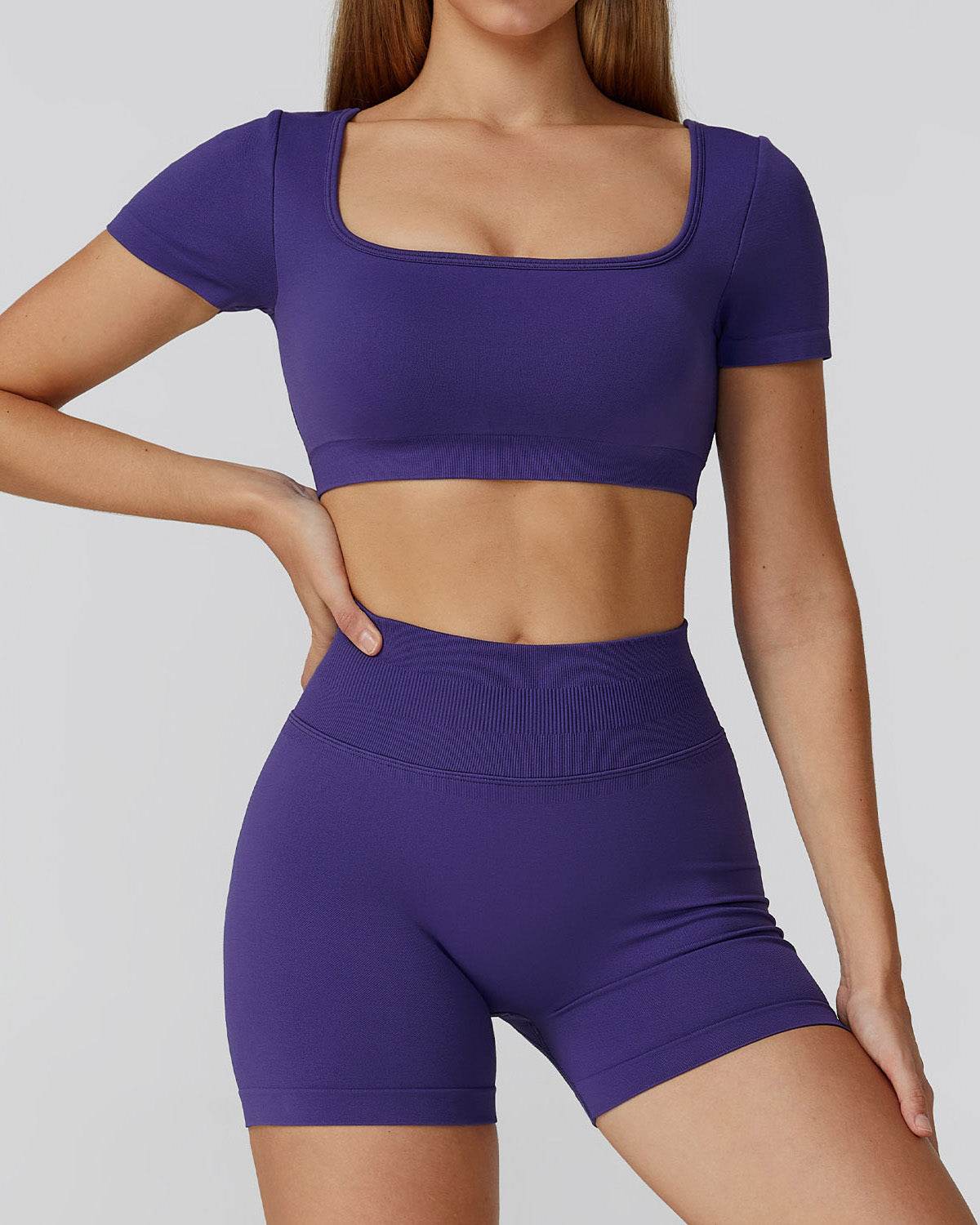 Athletic Wear with Short Sleeve Crop Top and Short