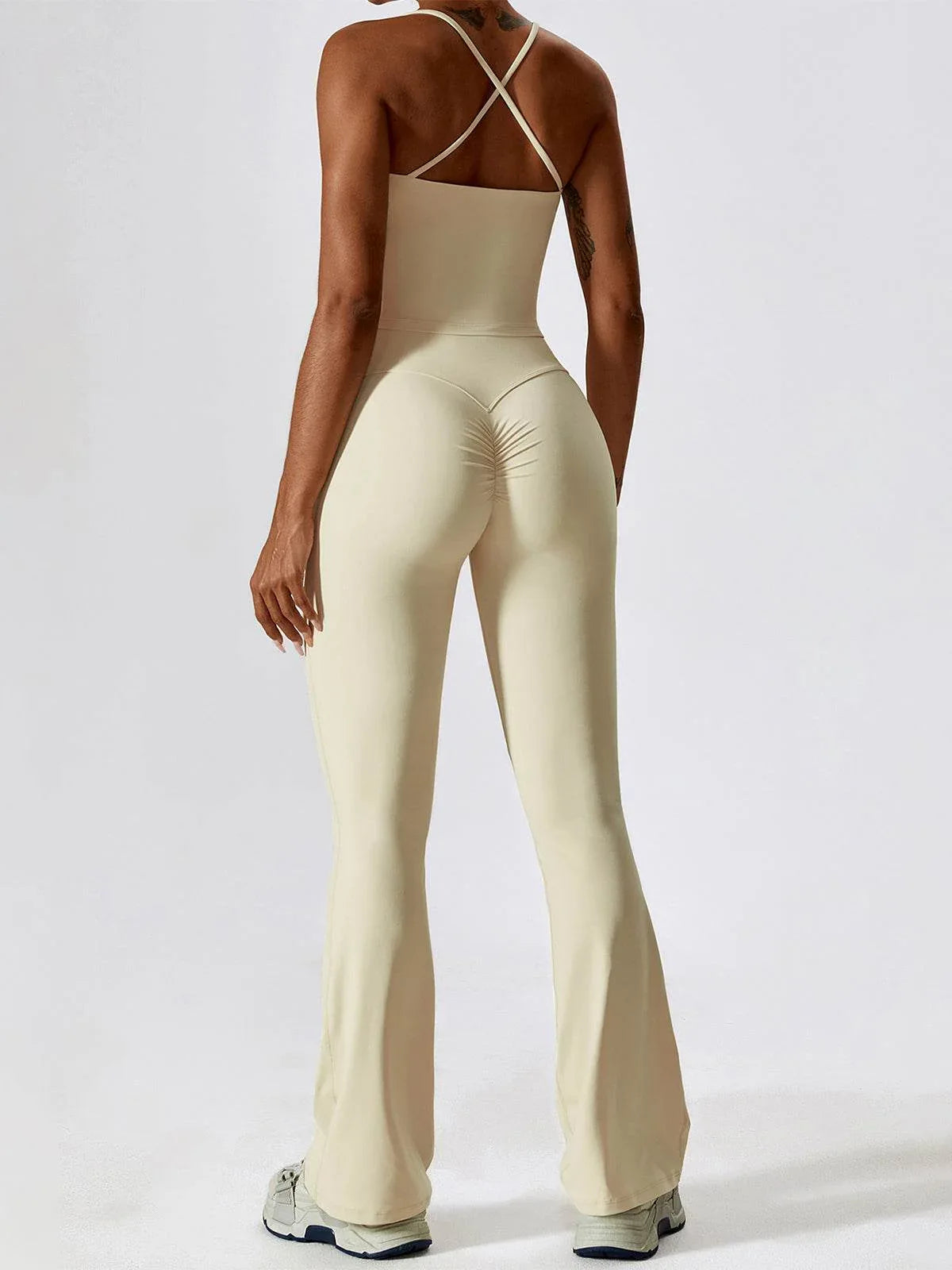 Sport Set with Crossover Strap Tank Top and Flared Pant -