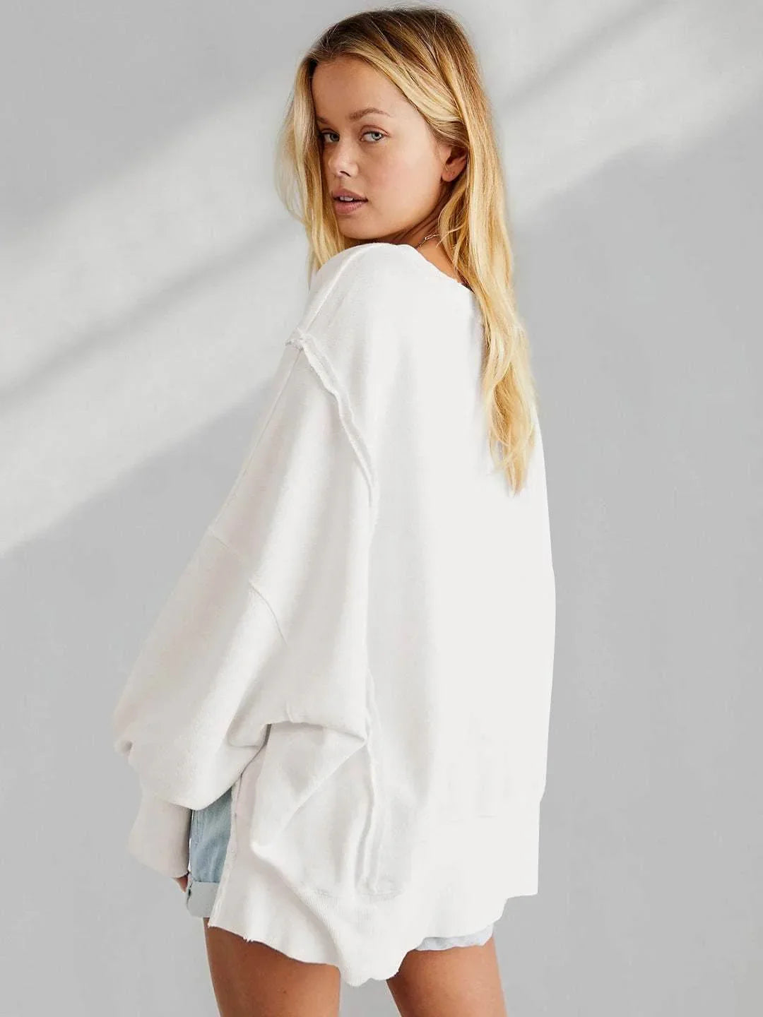 Oversized Long Sleeve Casual Sweatshirt -