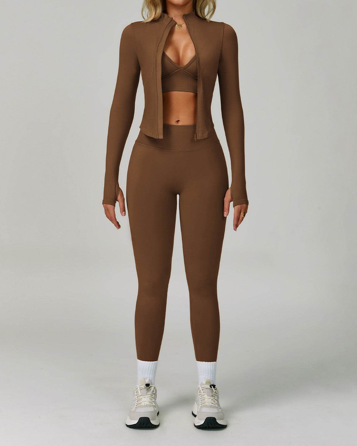 3 Pieces Activewear Set with Bra, Jacket and Legging