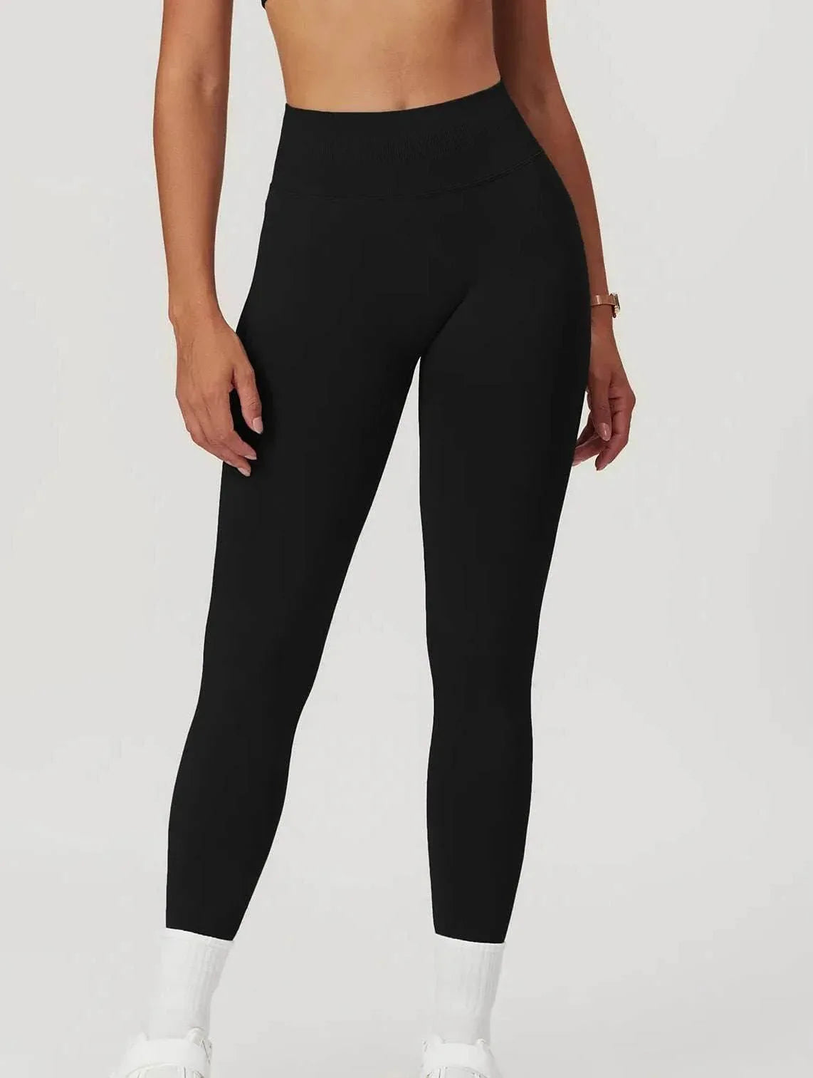 High Waist Athletic Leggings - Black