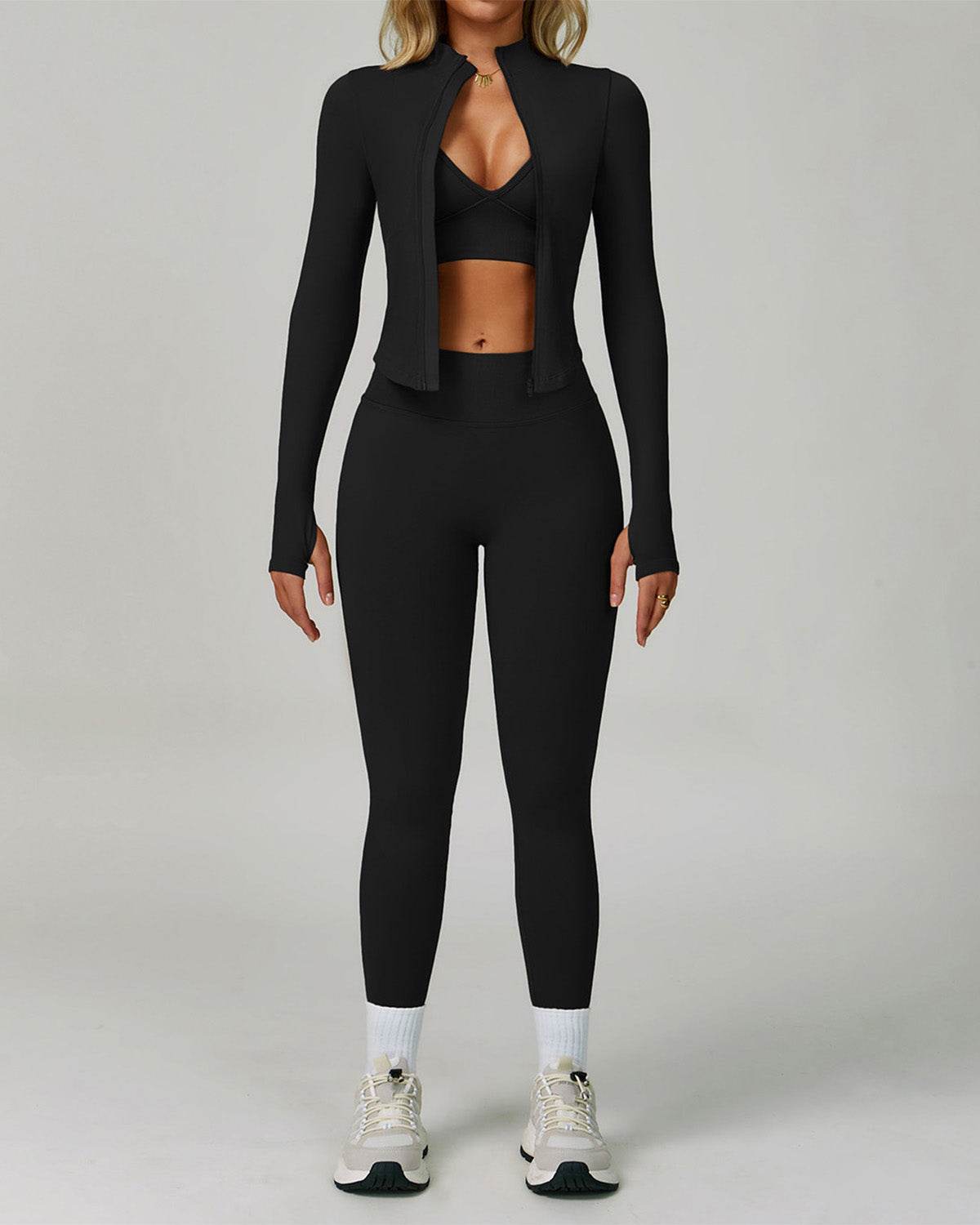 3 Pieces Activewear Set with Bra, Jacket and Legging